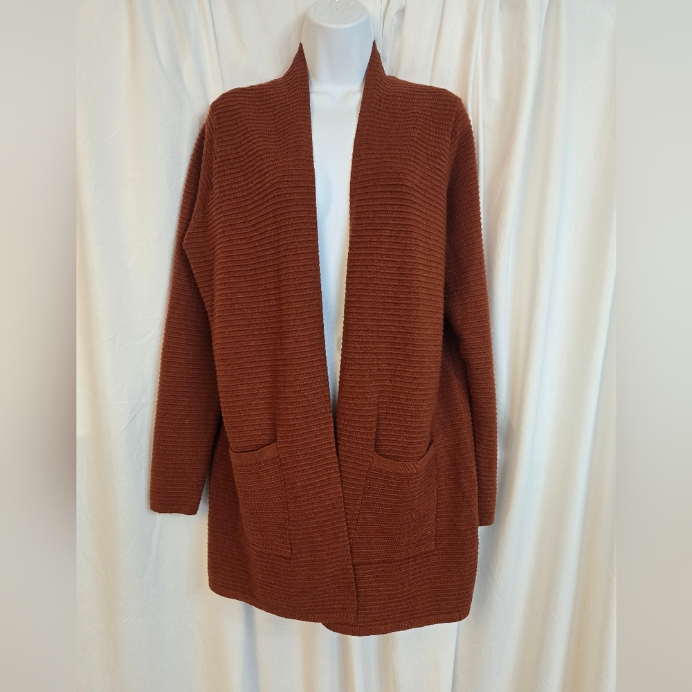 Cyrus Women's Rust Open Front Cardigan Sweater Size L